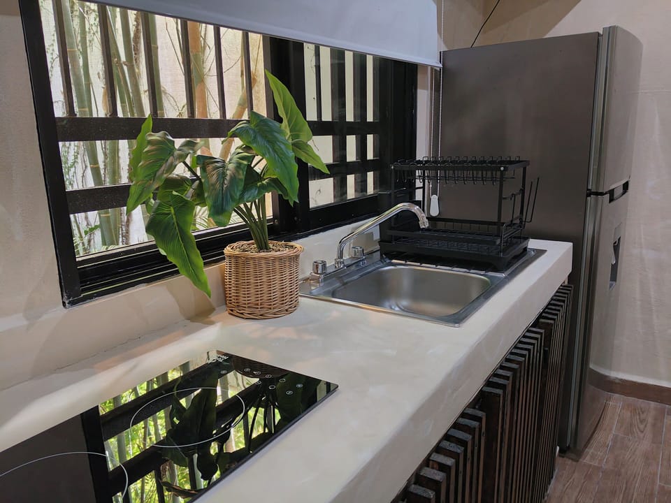Family Studio | Private kitchen | Fridge, microwave, stovetop, cookware/dishes/utensils