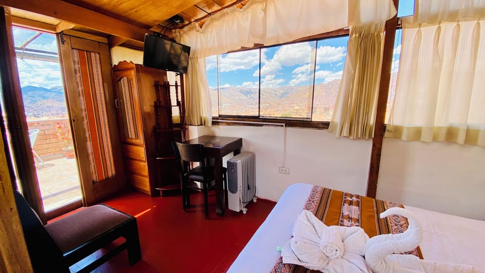 Desk, laptop workspace, blackout drapes, free WiFi