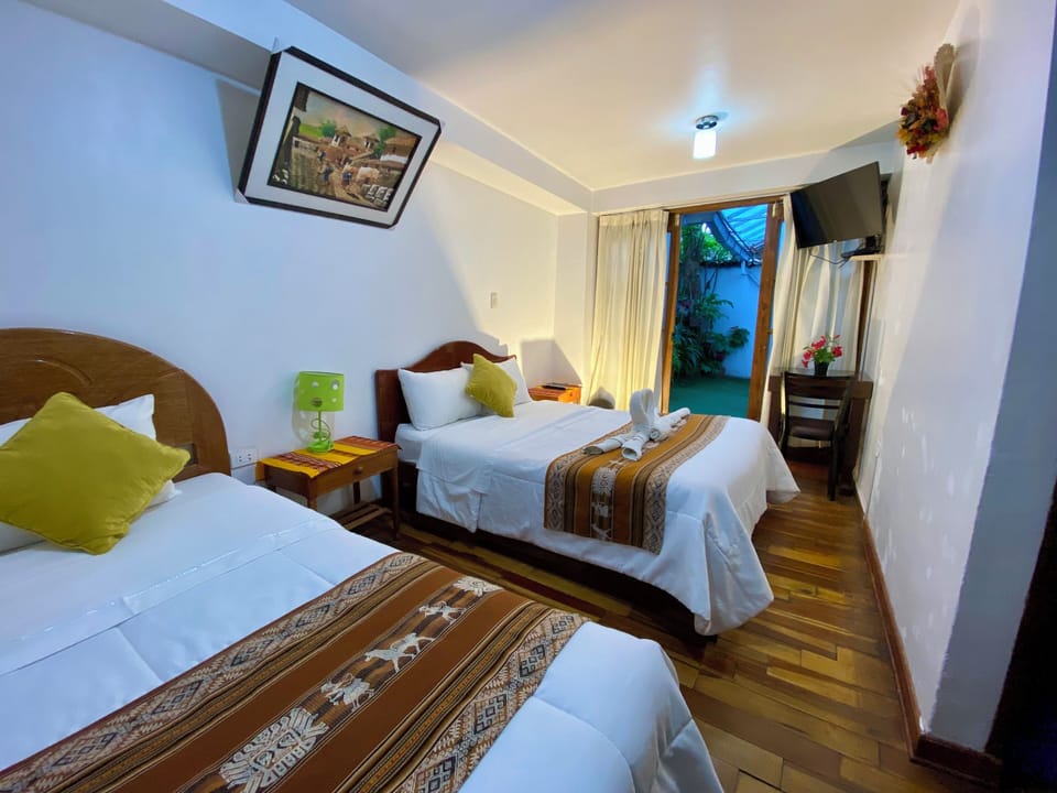 Family Double or Twin Room, Patio, Garden View | Desk, laptop workspace, blackout drapes, free WiFi
