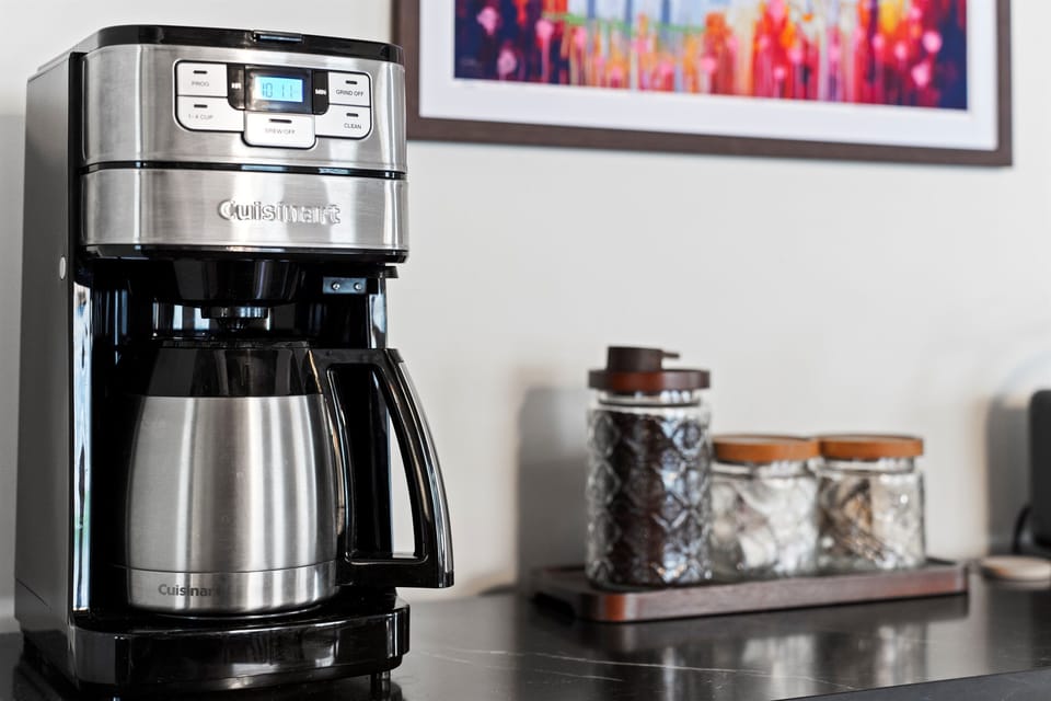 Start your mornings right at our dedicated coffee station—stocked with everything you need for your daily brew.
