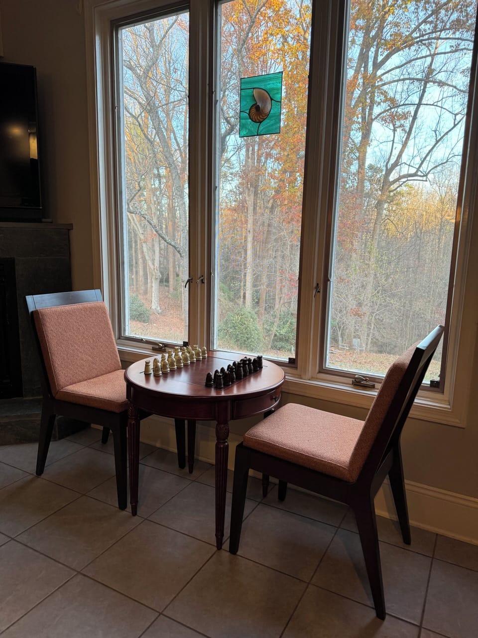 Chess table in game room