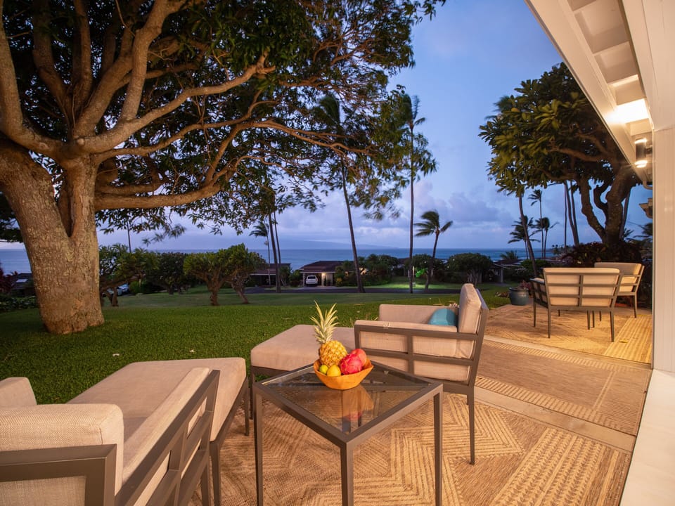 Unwind on the outdoor patio with breathtaking ocean views, ideal for sunset cocktails and stargazing under the tropical night sky.
