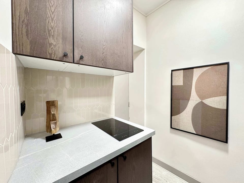 A sleek, fully-equipped kitchen designed for style and functionality