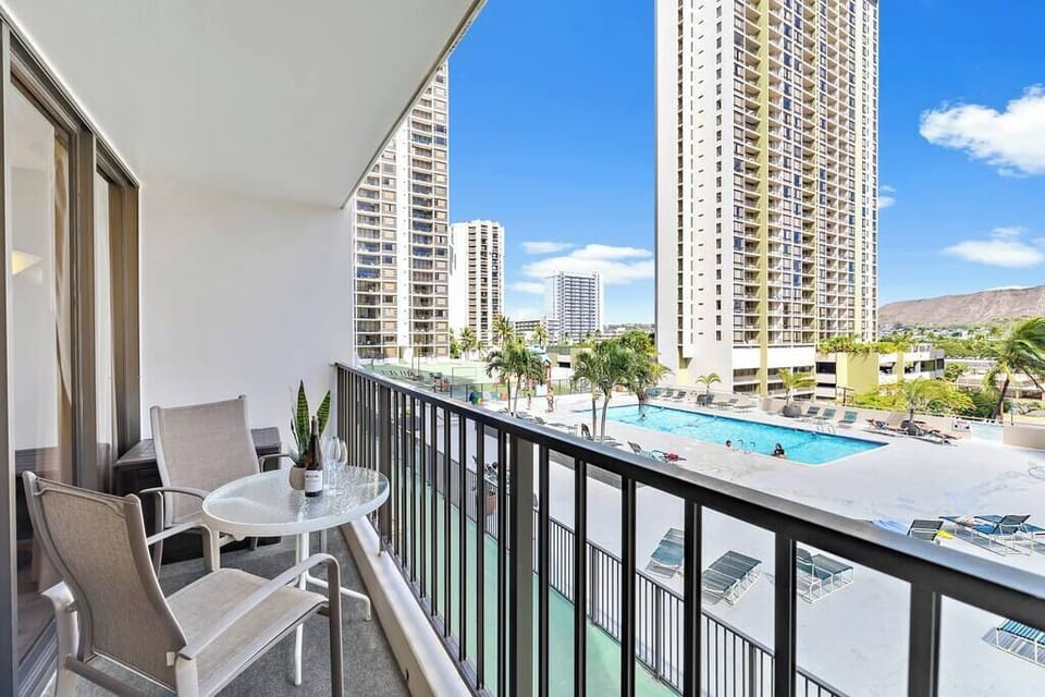 Balcony overlooking the pool