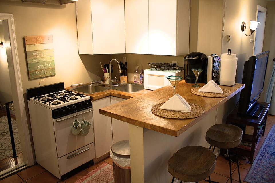 Kitchen is cozy but works!