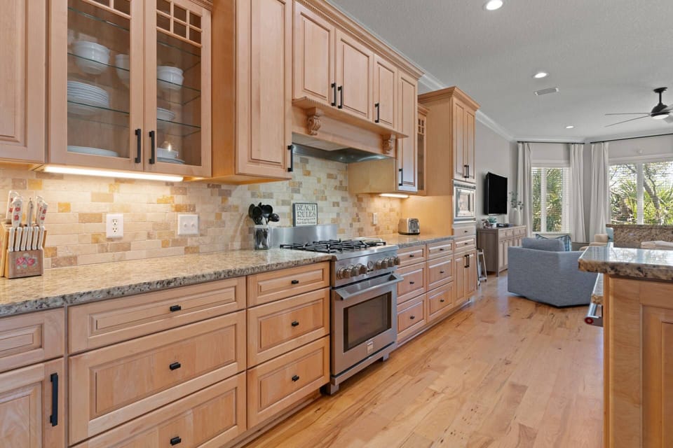 The luxury kitchen is stocked with everything you need to feel like a real chef.