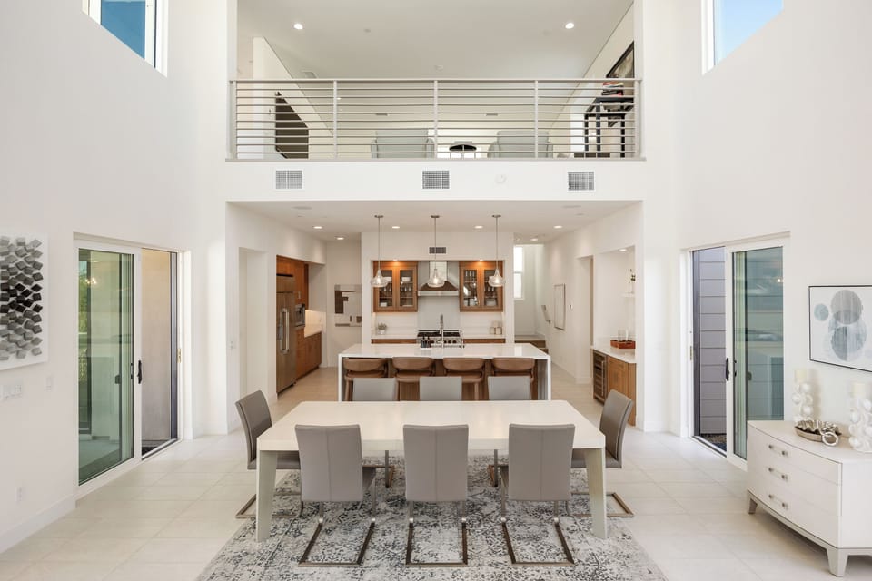The kitchen opens right up to the dining area—easy hosting from start to finish.