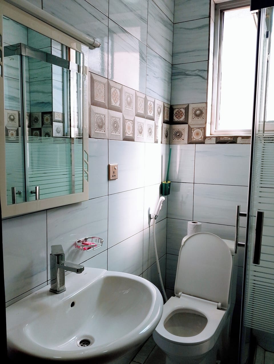 Hair dryer, bathrobes, slippers, bidet