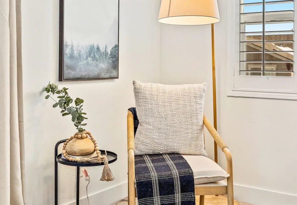 Relax in the chair with a good book before bedtime.