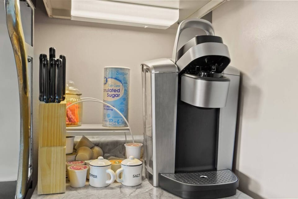 Coffee maker available for your convenience, perfect for brewing a fresh cup to start your day.