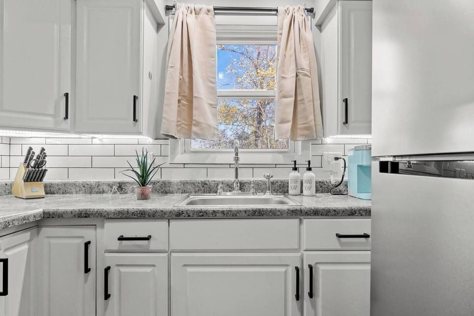 Bright kitchen with a window.
