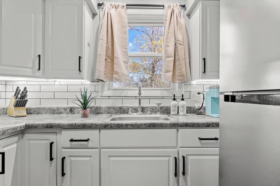 Bright kitchen with a window.