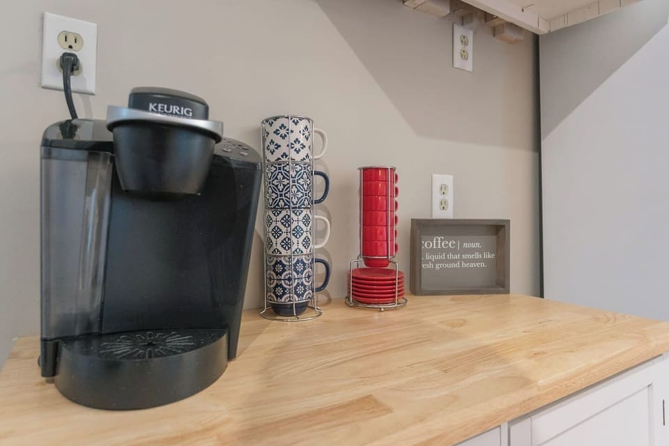 Convenient Keurig coffee maker, perfect for brewing your favorite coffee or tea with ease, to start your day off right.