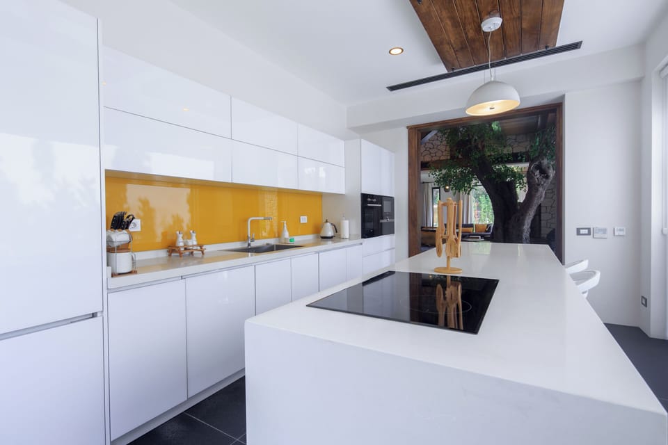 Luxury Villa, Sea View, Beachfront | Private kitchen | Coffee/tea maker, full-size fridge, microwave, oven