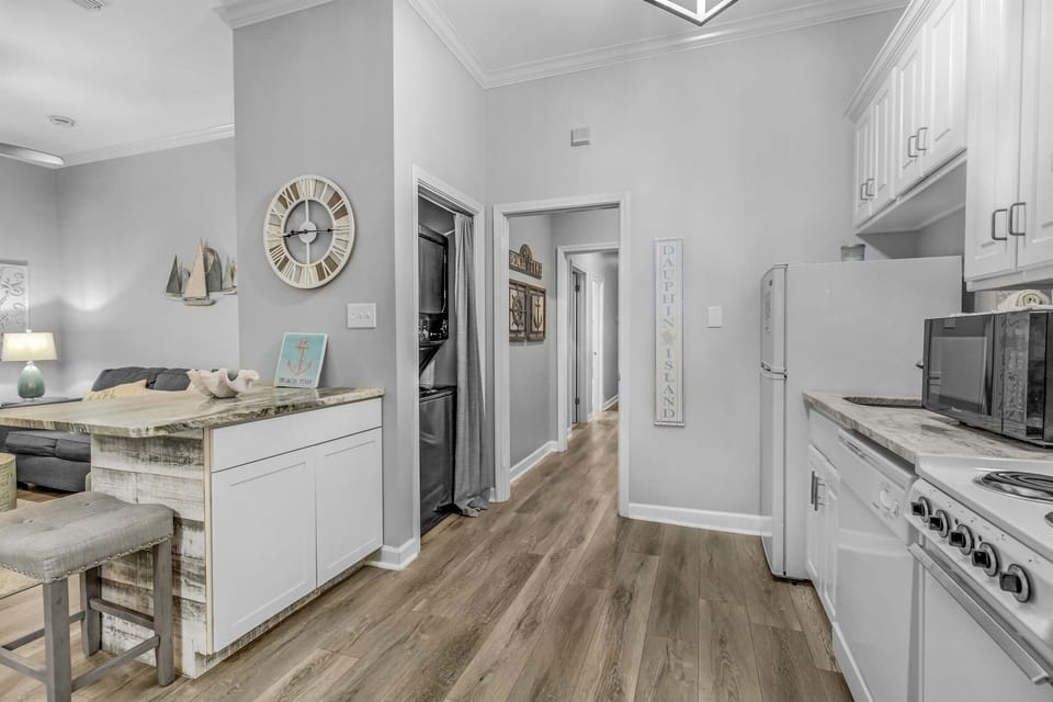 Kitchen and Laundry with Island Seating