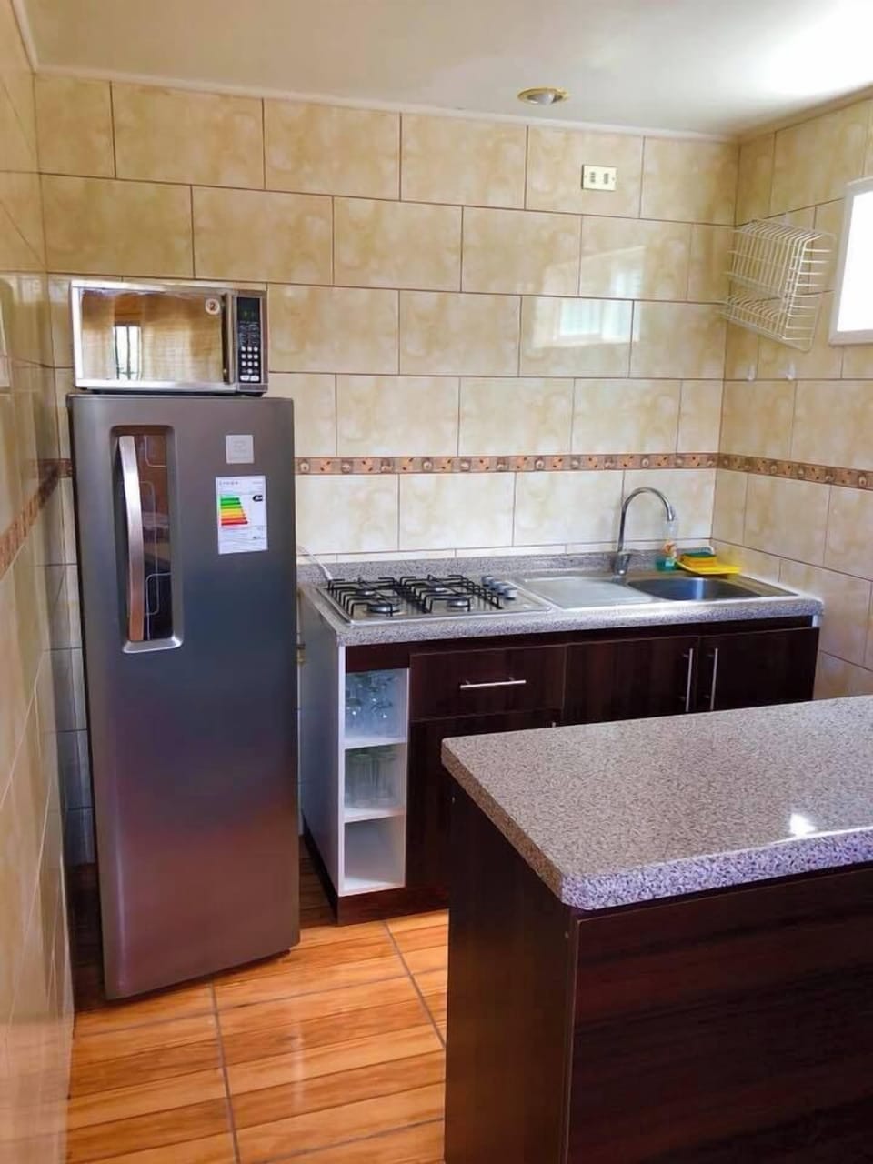 Superior Cabin | Private kitchen | Full-size fridge, microwave, oven, stovetop
