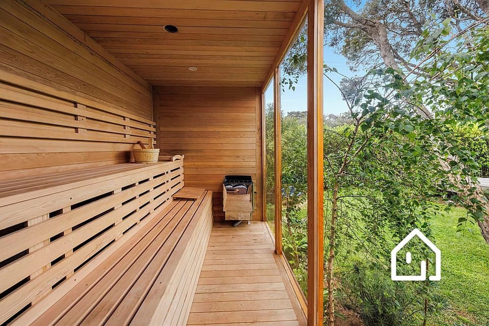 A huge sauna overlooking the private gardens