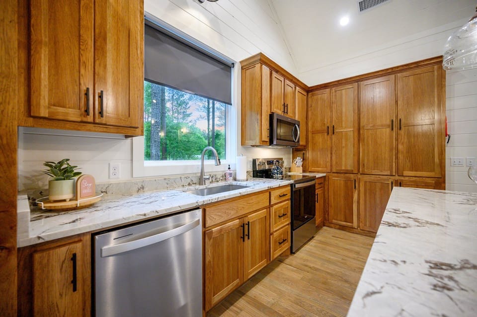 So much space in this kitchen. Pantry space for groceries