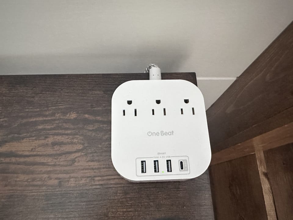 nightstands have the space to plug in all the things