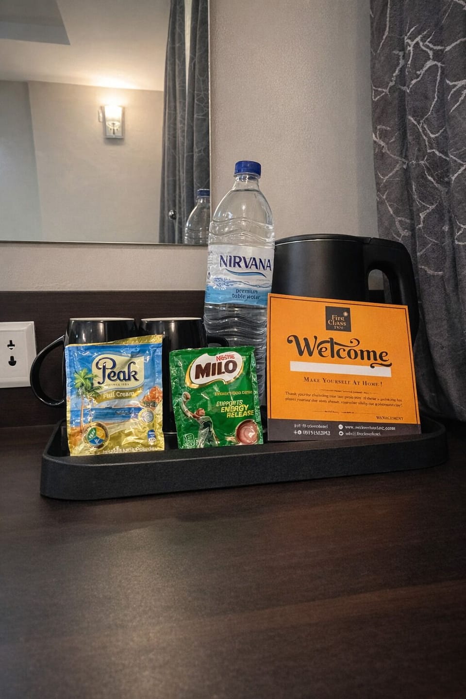 Desk, laptop workspace, free WiFi, bed sheets