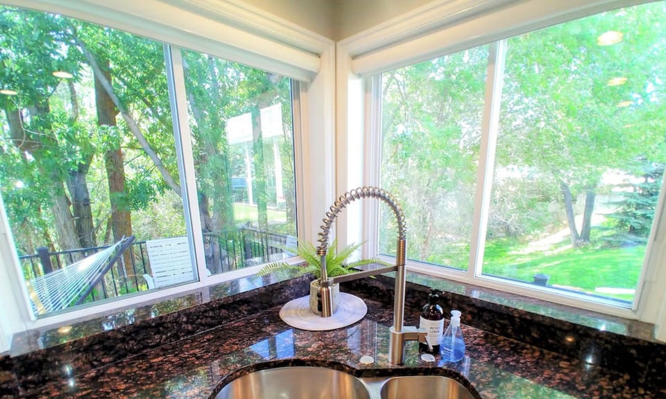 Kitchen sink, beautiful wooded views 