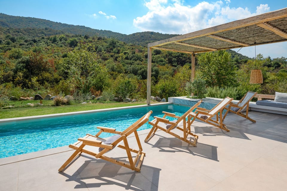 Sundeck perspective to the pool and surrounding nature