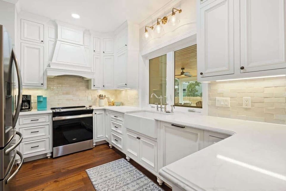 Large gourmet kitchen is perfect for cooking together or a private chef!