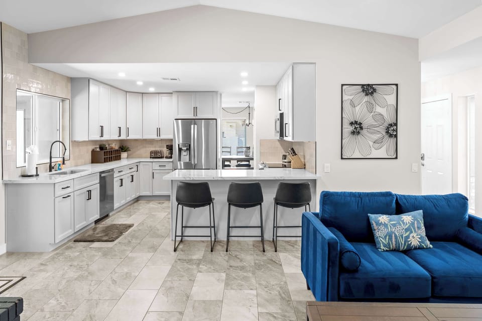 Enjoy the convenience of a fully equipped kitchen with cookware, utensils, and modern appliances.