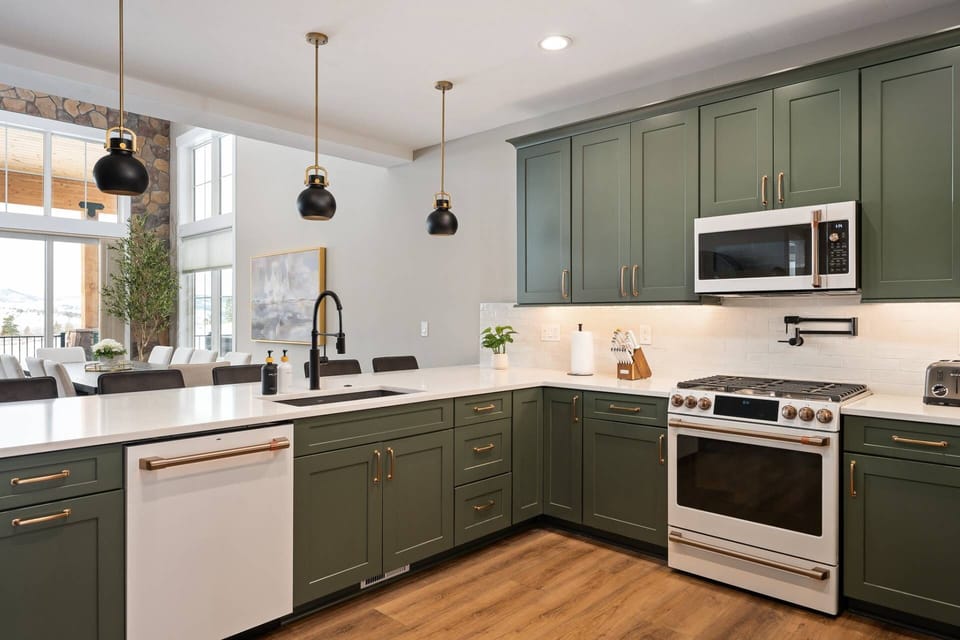 The ornately decorated kitchen is an excellent place to enjoy breakfast before a day in Granby.