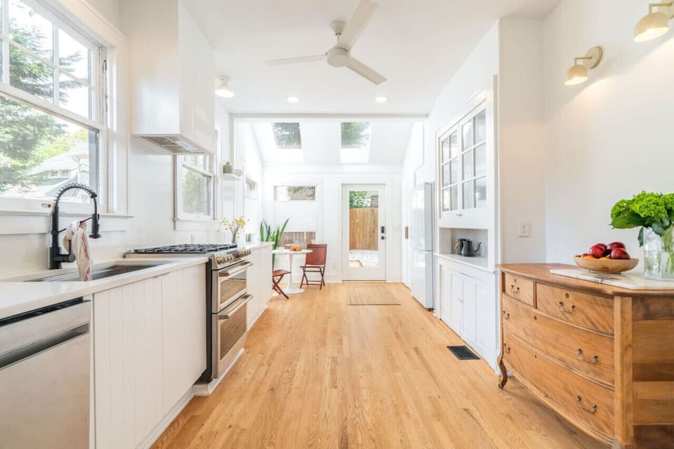 Our spacious and newly remodeled kitchen is fully equipped with everything you should need to entertain or cook a meal.