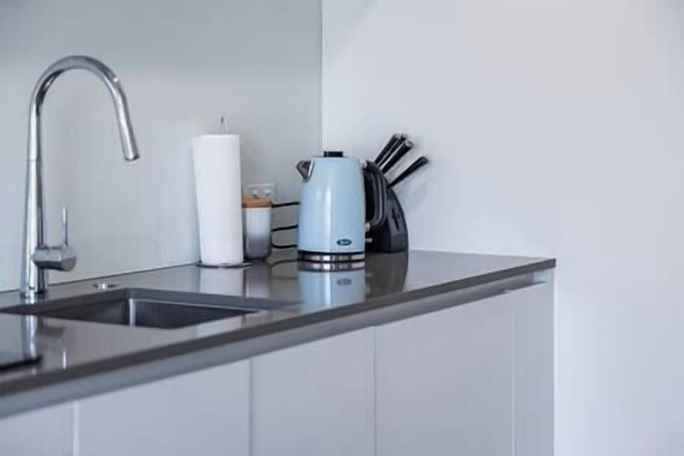 Kitchen with all amenities plus teas, coffee, sugar, milk, oil, salt & pepper