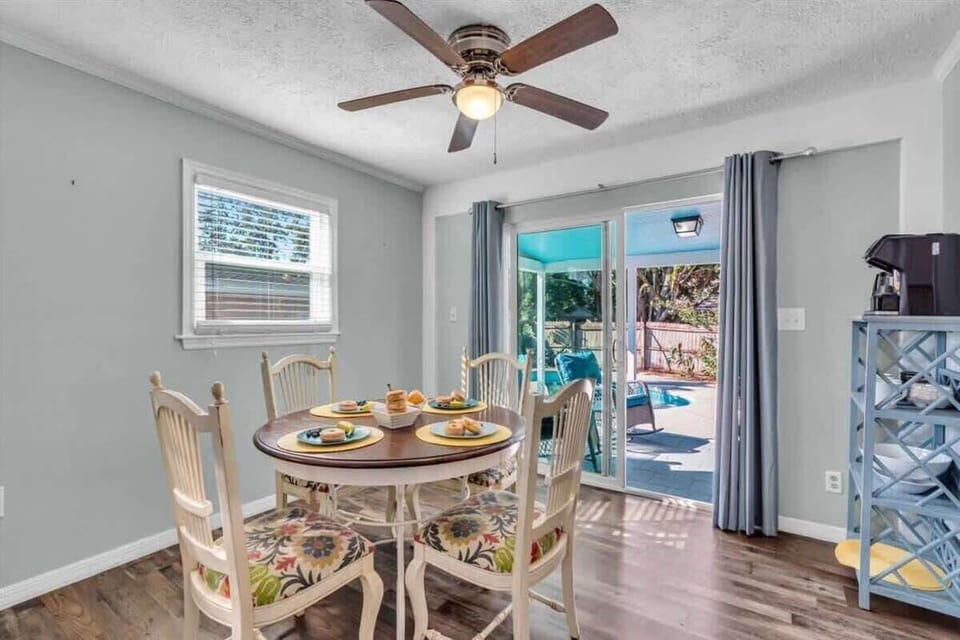 Dining room and back patio area
