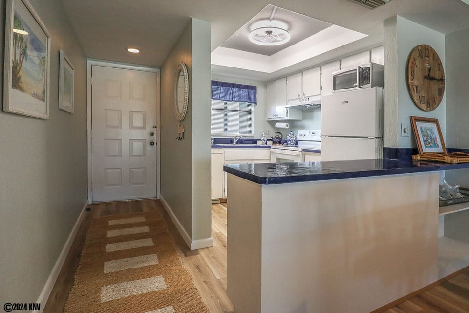 Countertop between Kitchen and Dining Area is a good spot for setting up a buffet!