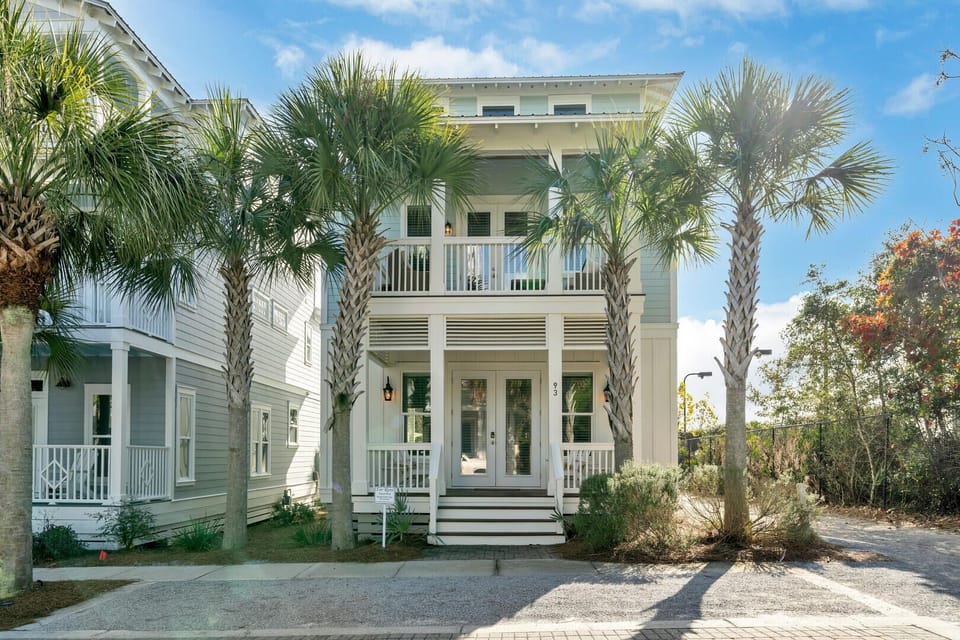 Exterior views of the home at the end of a quiet street
