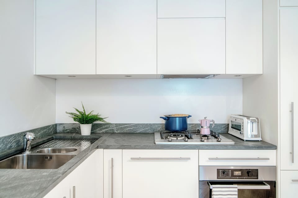 Apartment, Balcony, Partial Lake View | Private kitchen | Fridge, microwave, oven, stovetop