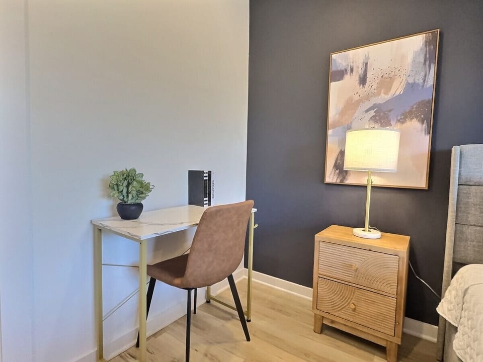 Comfortable workspace for productivity and focus, perfect for a short-term rental.