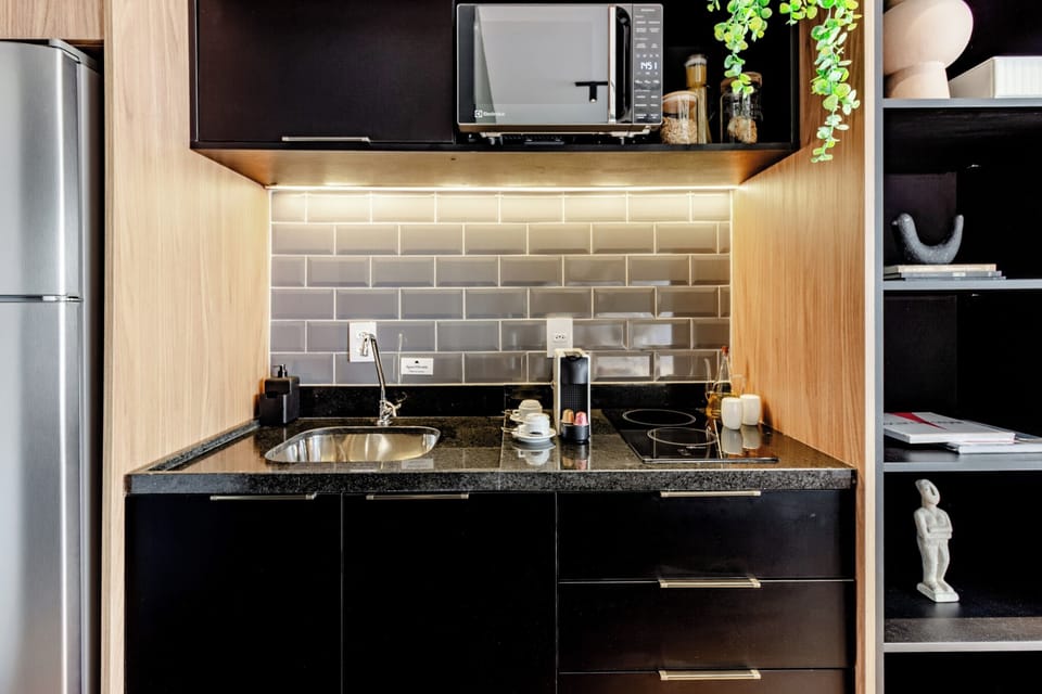 Studio Casal com Varanda | Private kitchen | Espresso maker