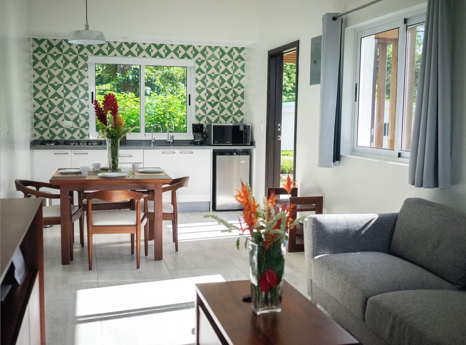 Deluxe Villa, 2 Bedrooms, Kitchen, Mountain View | Private kitchen | Full-size fridge, microwave, stovetop, highchair