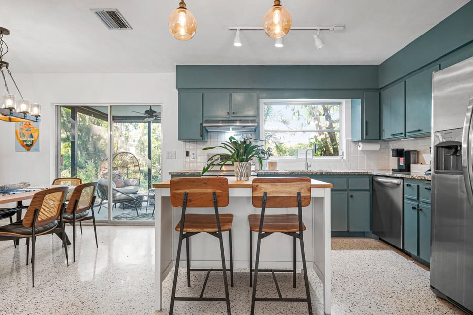 Eat your breakfast with a beautiful view of the mature landscaped backyard.