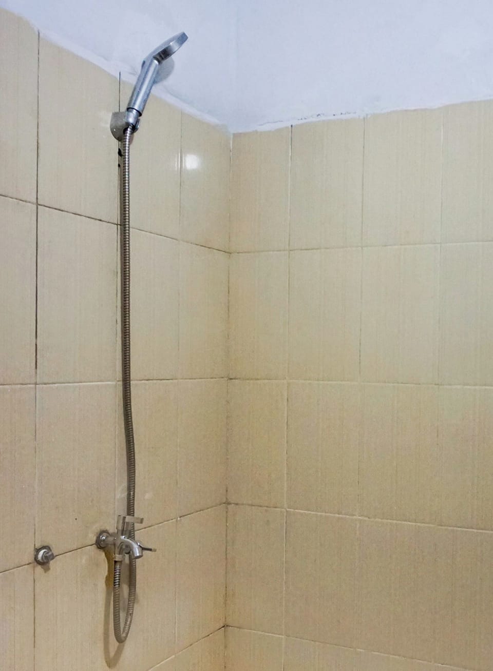 Shower, rainfall showerhead, towels, soap