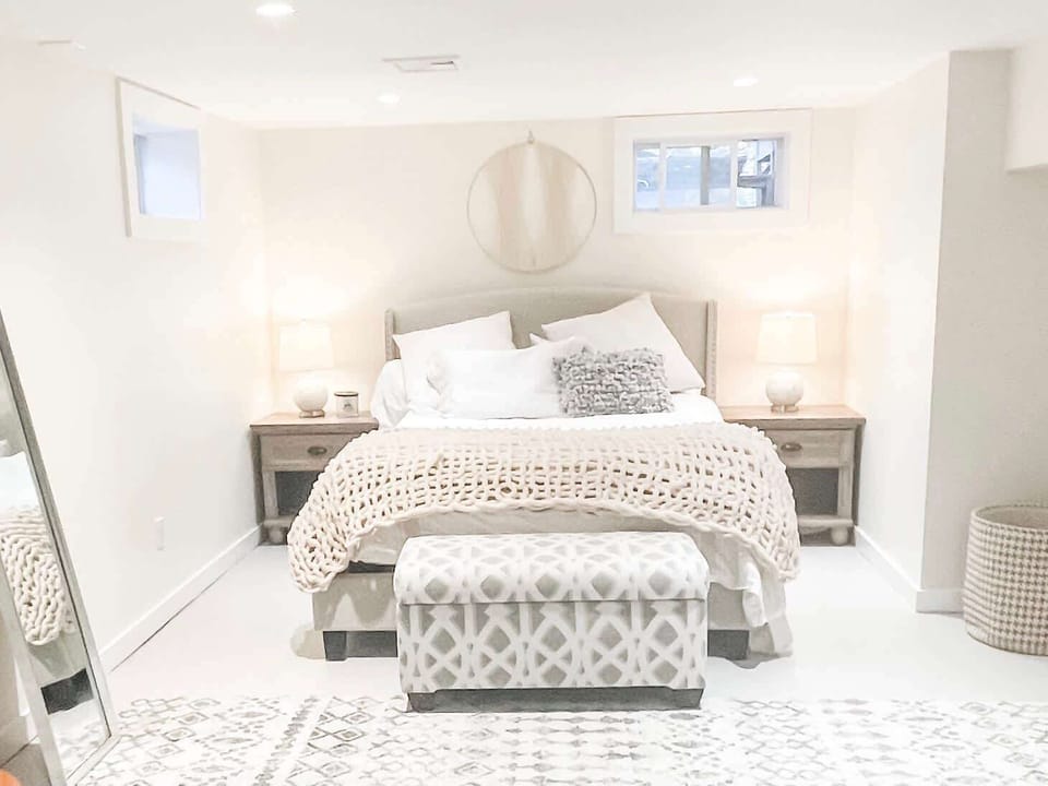 Queen-size bed with fresh linens