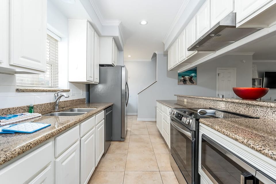 The kitchen has enough space to cook and entertain!