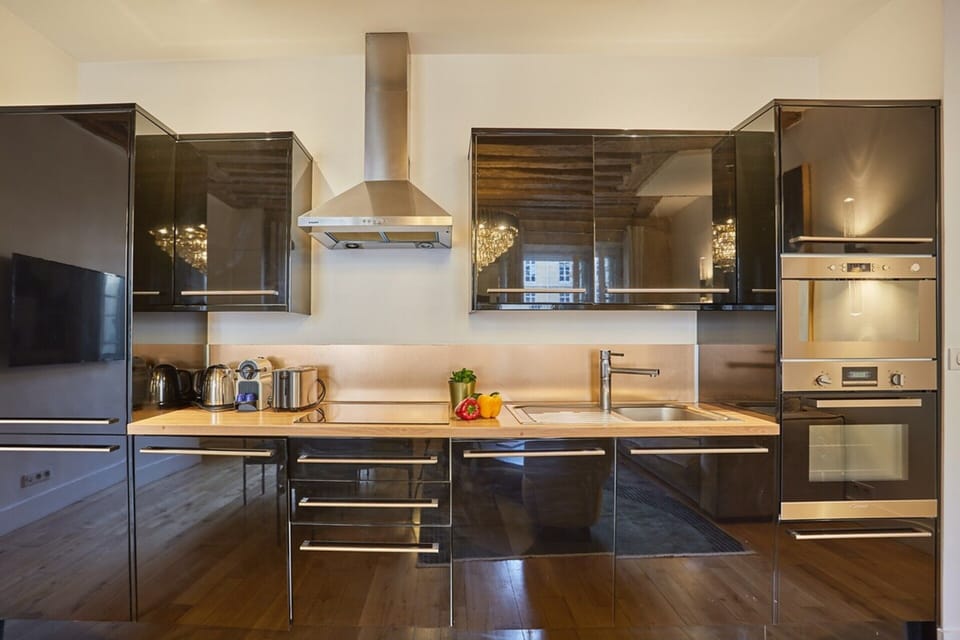 Apartment | Private kitchen | Fridge, microwave, oven, stovetop