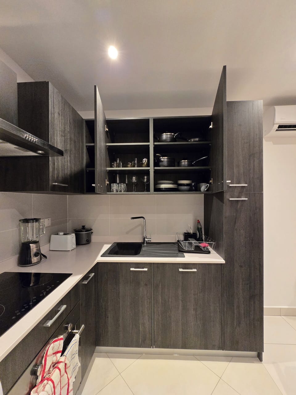Luxury Apartment, 1 Bedroom, Garden View | Private kitchen | Rice cooker, blender, cleaning supplies, freezer