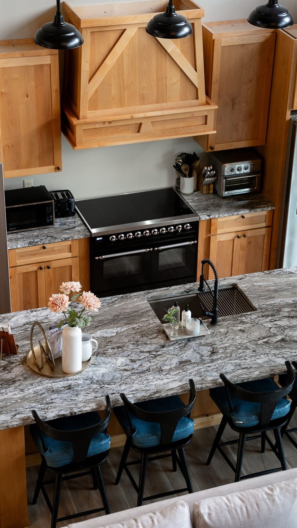Pull up a custom stool to the oversized island