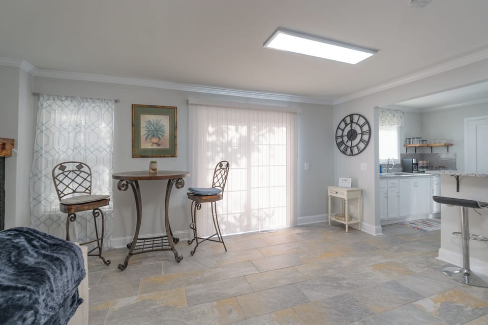eating area and door to the patio