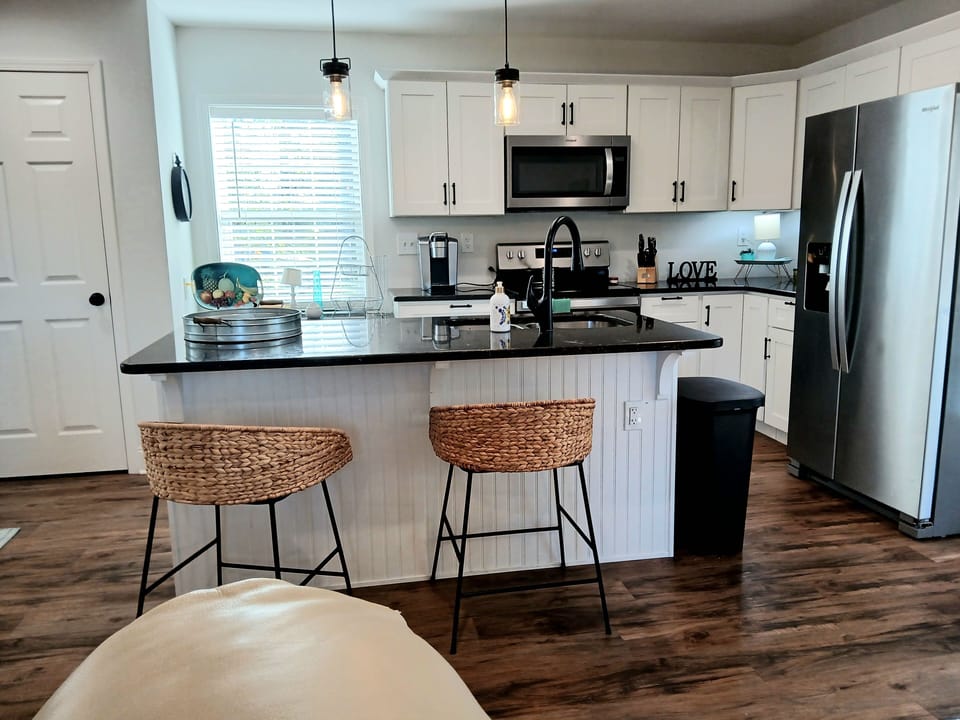 Fully stocked kitchen with everything you need.  Just bring the groceries.  😄