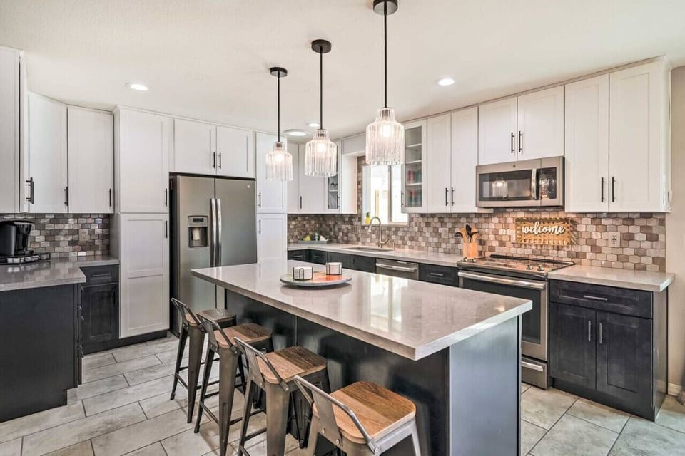 our stainless steel appliances and ample counter space.