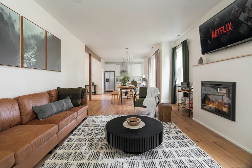 A beautiful blend of kitchen, dining, and living for easy, relaxed living.