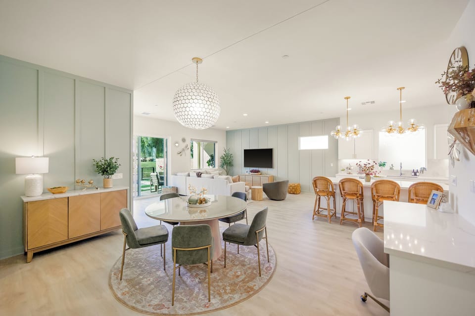 Spacious dining area perfect for family meals or group gatherings.